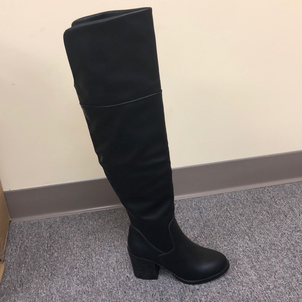Black thigh high boots